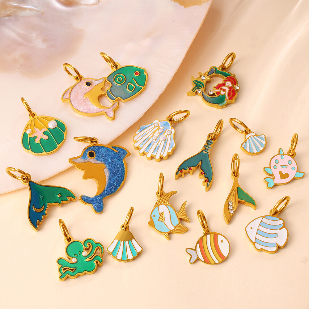 1 Piece Cute Oceanic Animal Stainless Steel Waterproof Gold Color DIY Pendant