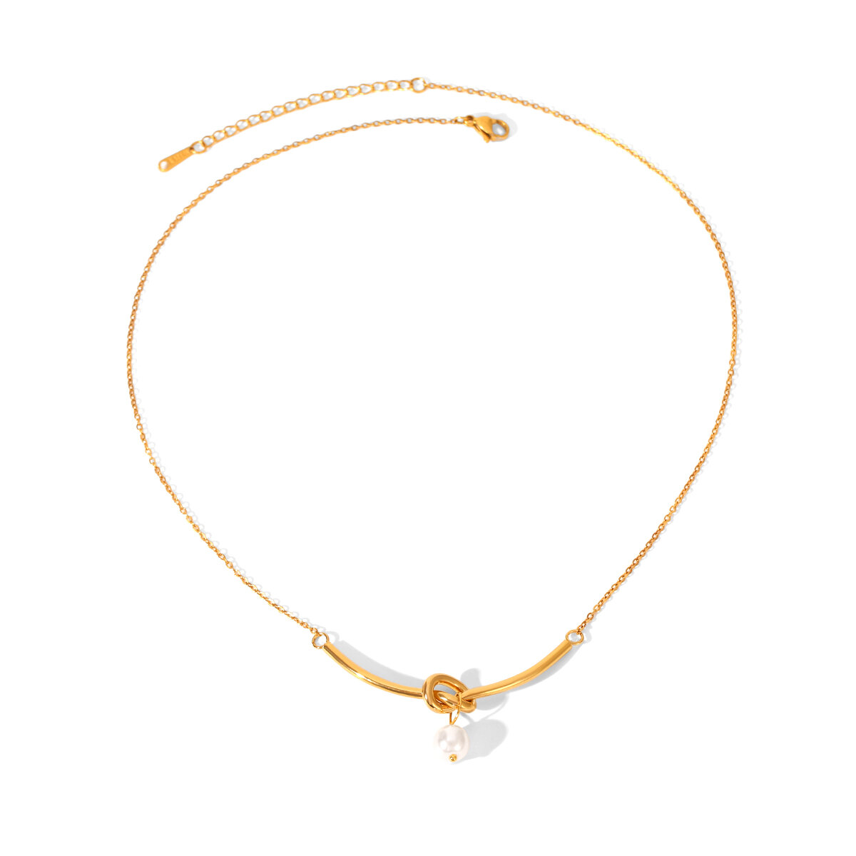 1 Piece Twist Stainless Steel Waterproof Gold Color Pearl Pendant Necklace h5 