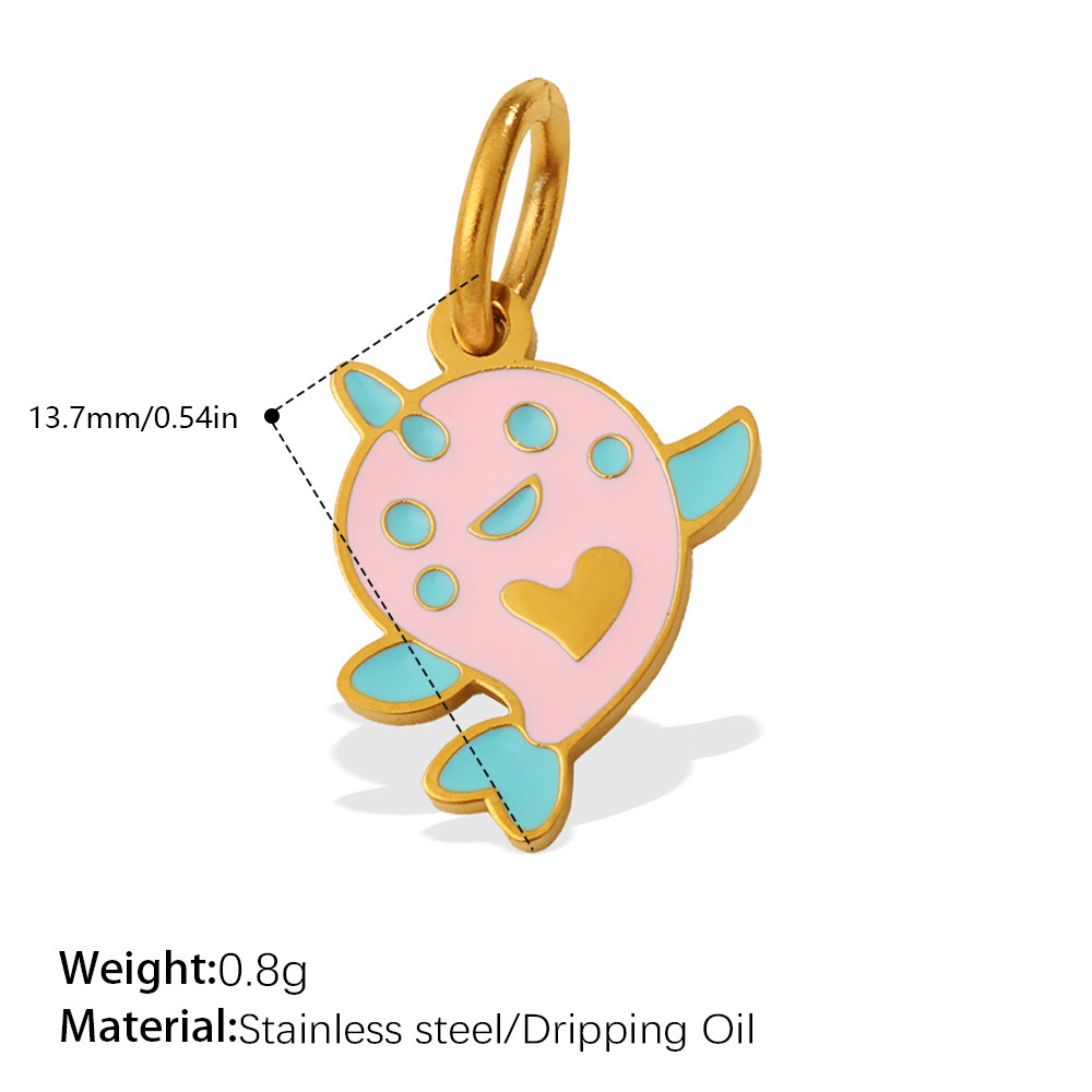 1 Piece Cute Oceanic Animal Stainless Steel Waterproof Gold Color Diy Pendant Picture2