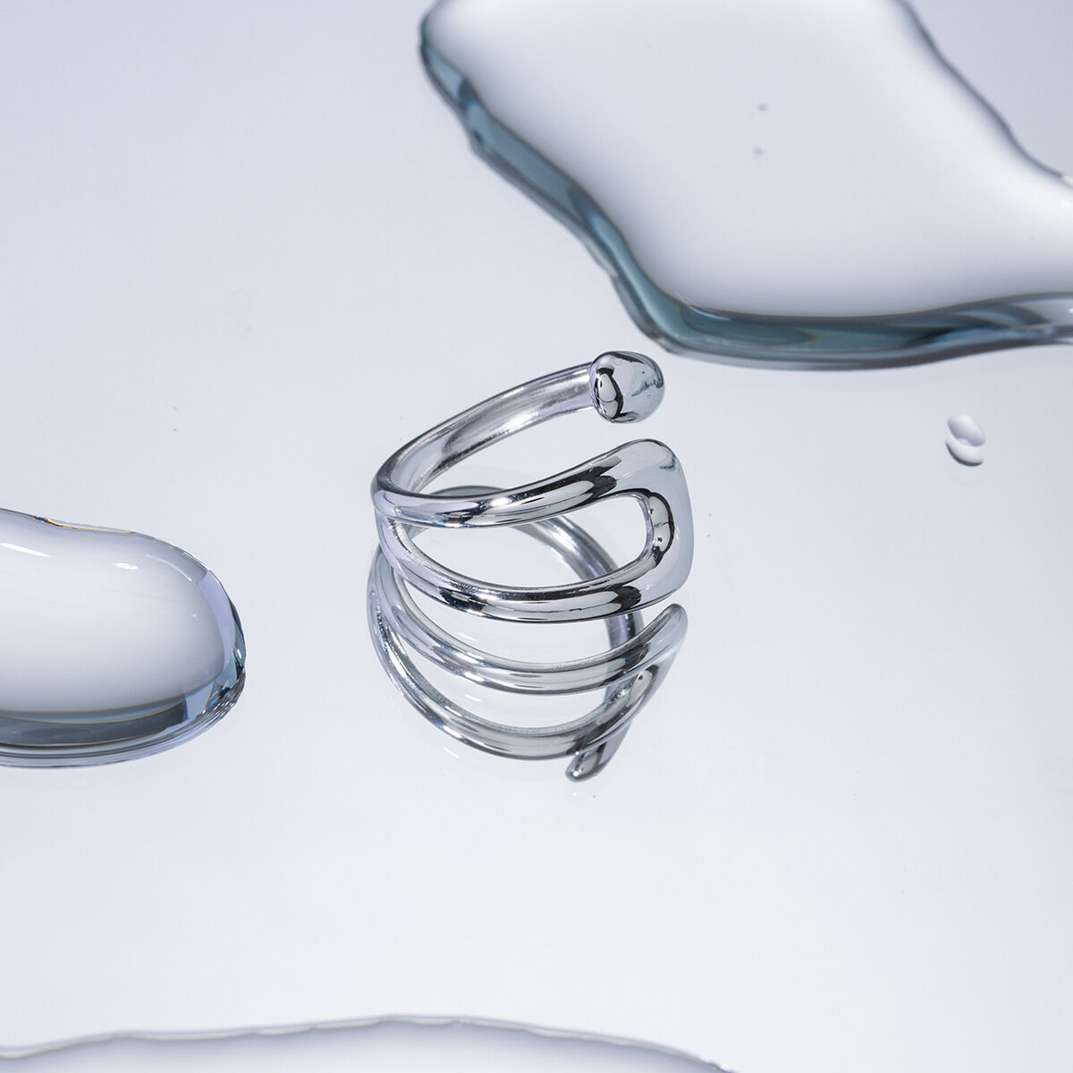 1 Piece Daily Irregular Shape Stainless Steel Waterproof Gold Color Women's Statement Rings Picture5