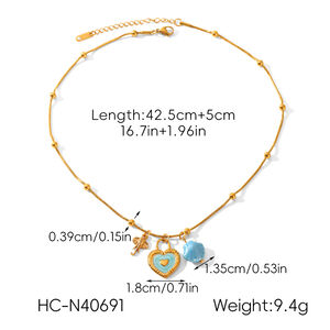 1-teilige Halskette mit Herzanhänger aus emailliertem Edelstahl, wasserdicht, goldfarben h5 Bild2