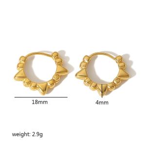 1 Pair Modern Various Circle Stainless Steel Waterproof Gold Color Women's Hoop Earrings h5 Picture2