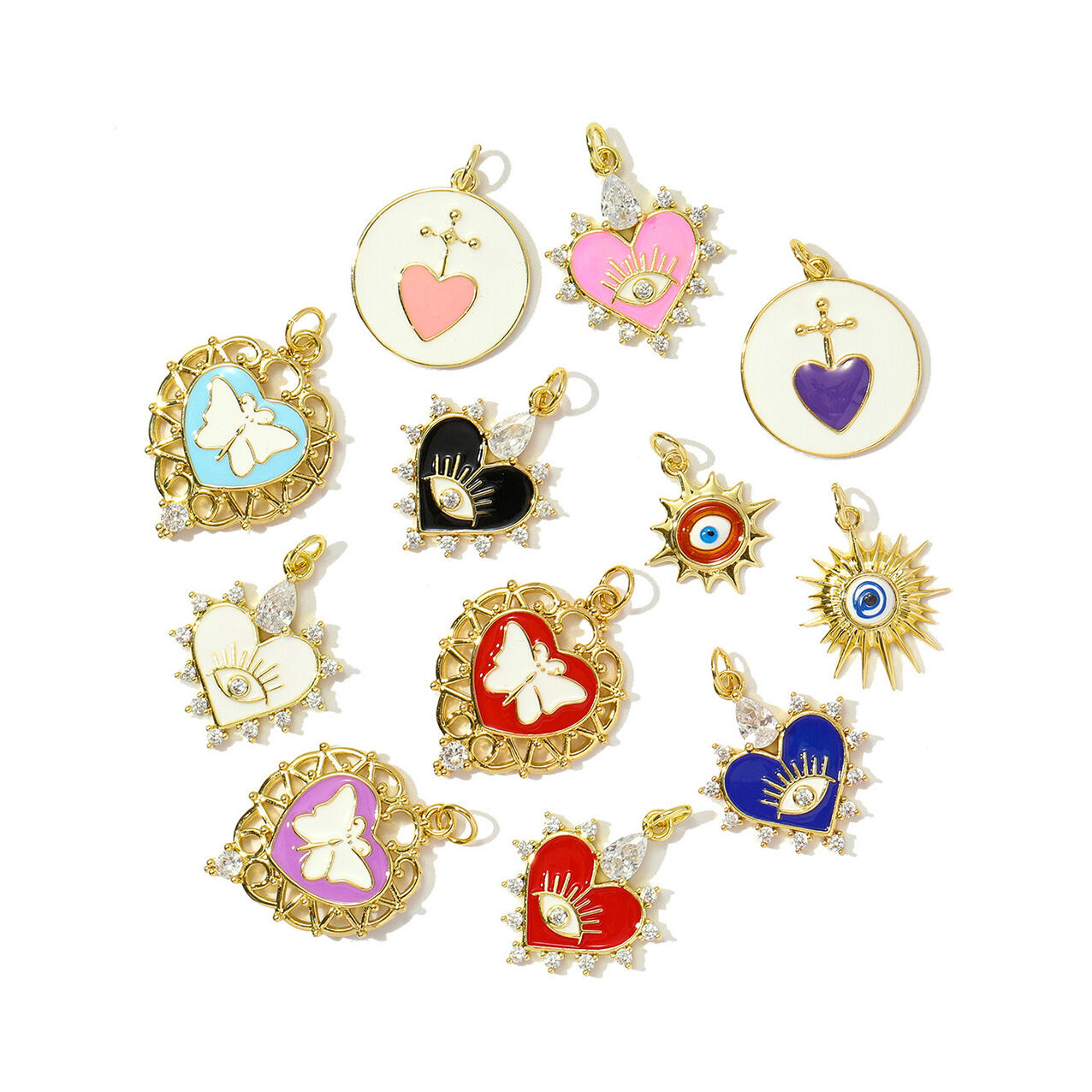 1 pezzo di lusso serie fai da te cuore in acciaio inossidabile impermeabile color oro ciondoli da donna h5 Immagine2