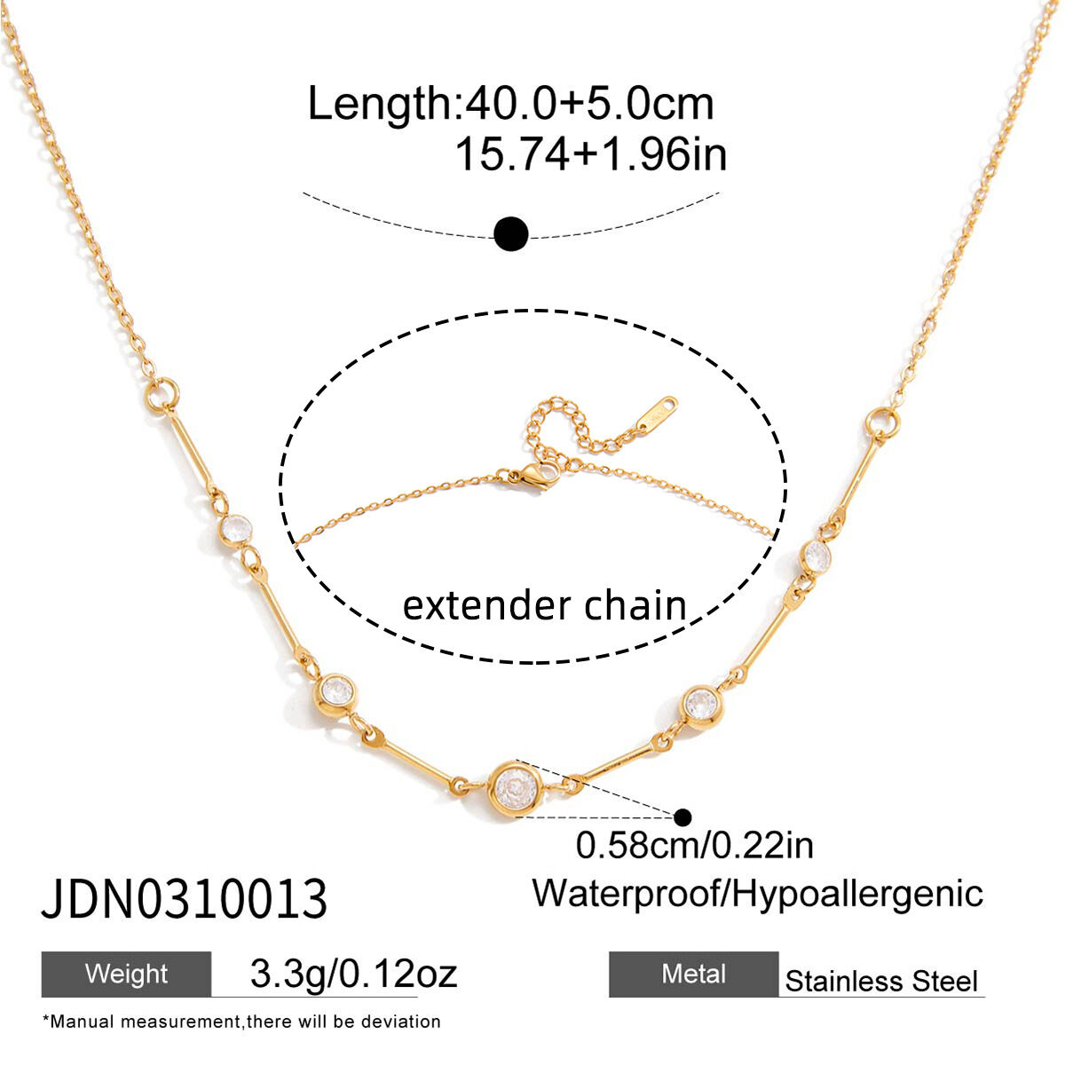 1 pezzo sofisticato cerchio a mano in acciaio inossidabile impermeabile color oro collane con ciondolo da donna h5 
