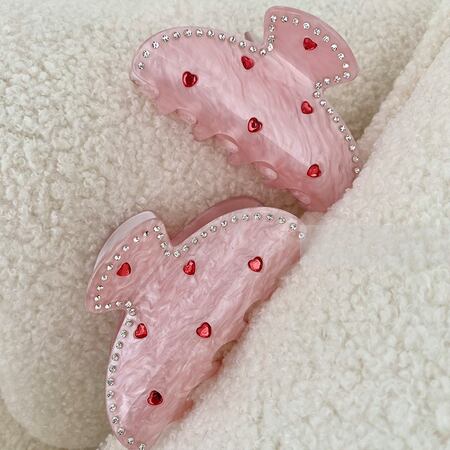 Romantic Series Sweet Heart Acetate Women's Hair Claws