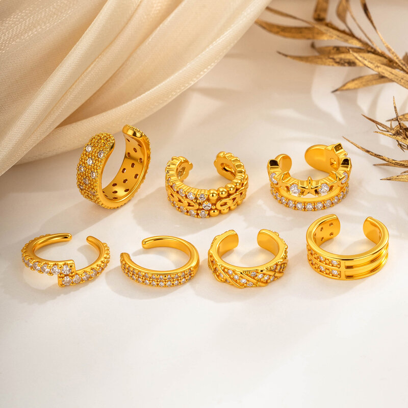 1 Piece Complicated Design Copper Zircon Women's Ear Cuffs Picture3
