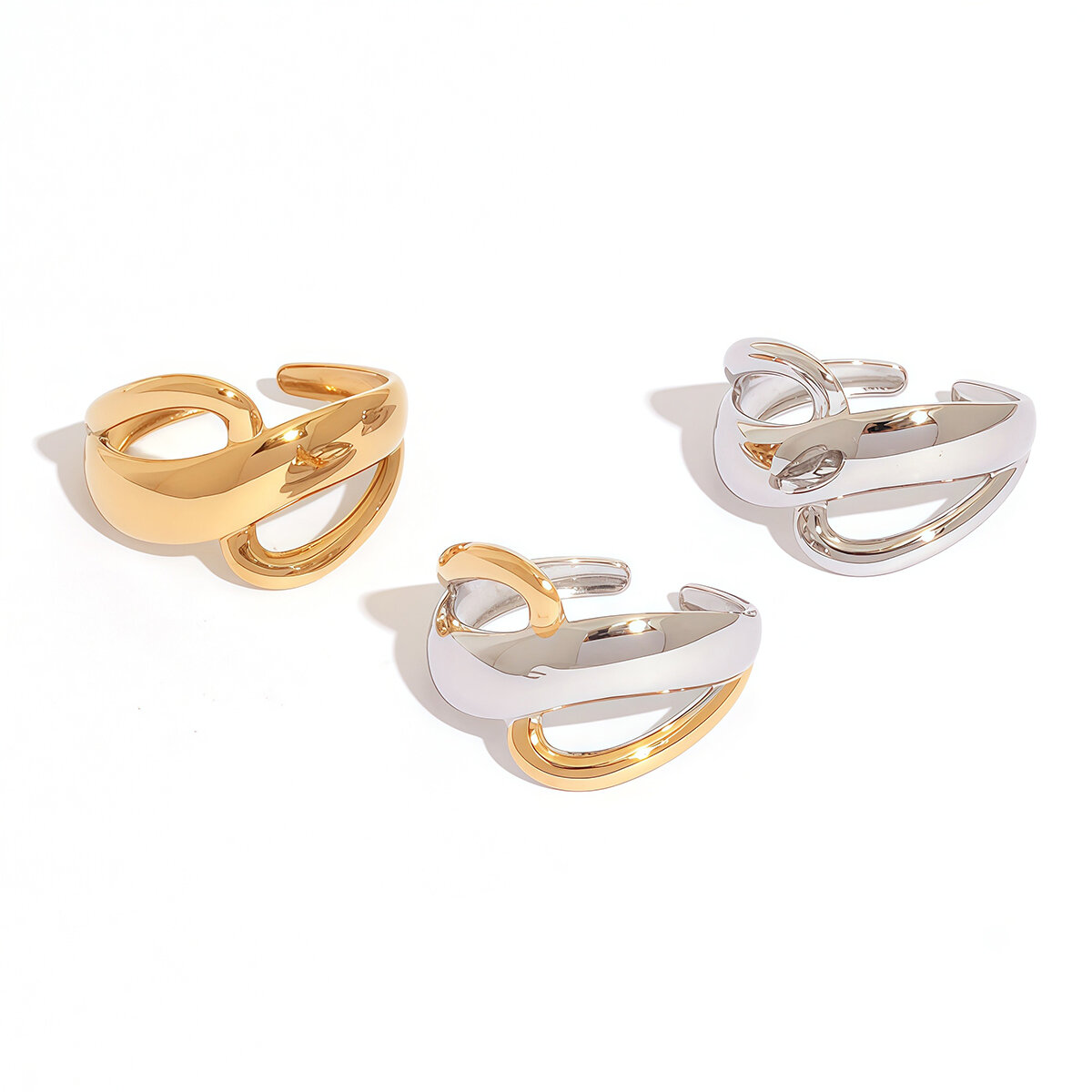 1 Piece Mixed Gold and Silver Colors Stainless Steel Waterproof  Women's  Statement Rings Picture7