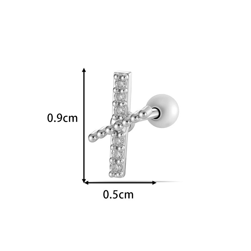 1 stuk stijlvolle letter koper goudkleurige zirkoon piercing oorbellen voor dames h5 Afbeelding2