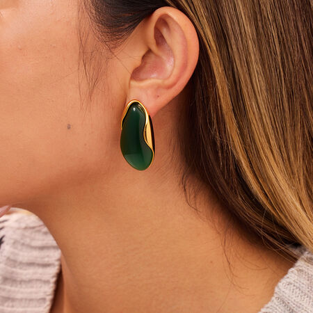 1 Pair Classic Elegant Droplet Irregular Shape Resin Gold Color Women's Stud Earrings