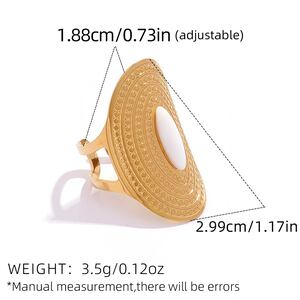 1 Stück gehämmertes, wasserfestes und anlaufgeschütztes Edelstahl-Statement-Ring in Goldfarbe für Damen h5 Bild2