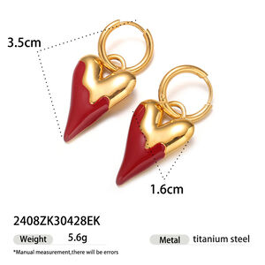 1 Pair Delicate Heart Stainless Steel Waterproof Gold Color Women's Drop Earrings h5