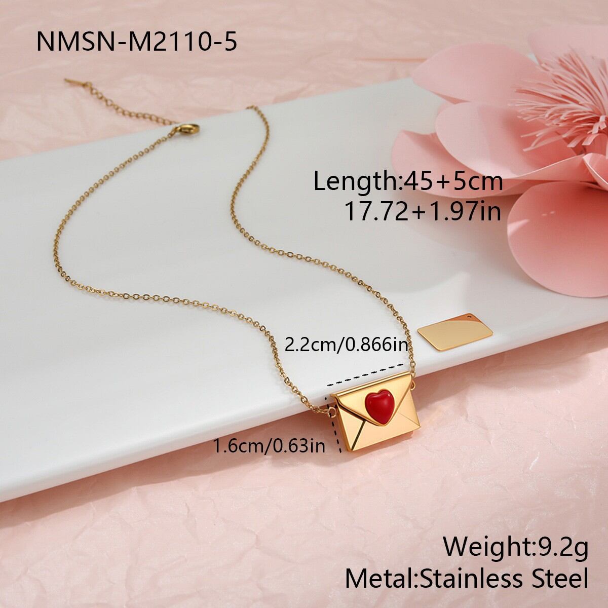 Romantic Red Heart Stainless Steel Waterproof Anti - Tarnish Gold Color Women's Jewelry Sets 