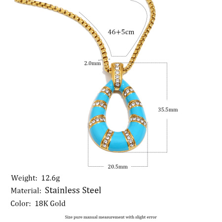 1 Piece  Daily Vintage Colored Cubic Stainless Steel Waterproof Women's Pendant Necklaces