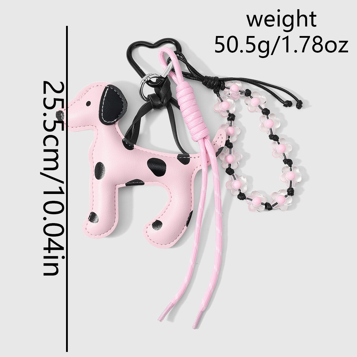 Pink Spotted Dog Beads Leather Women's Bag Charms h5Picture2
