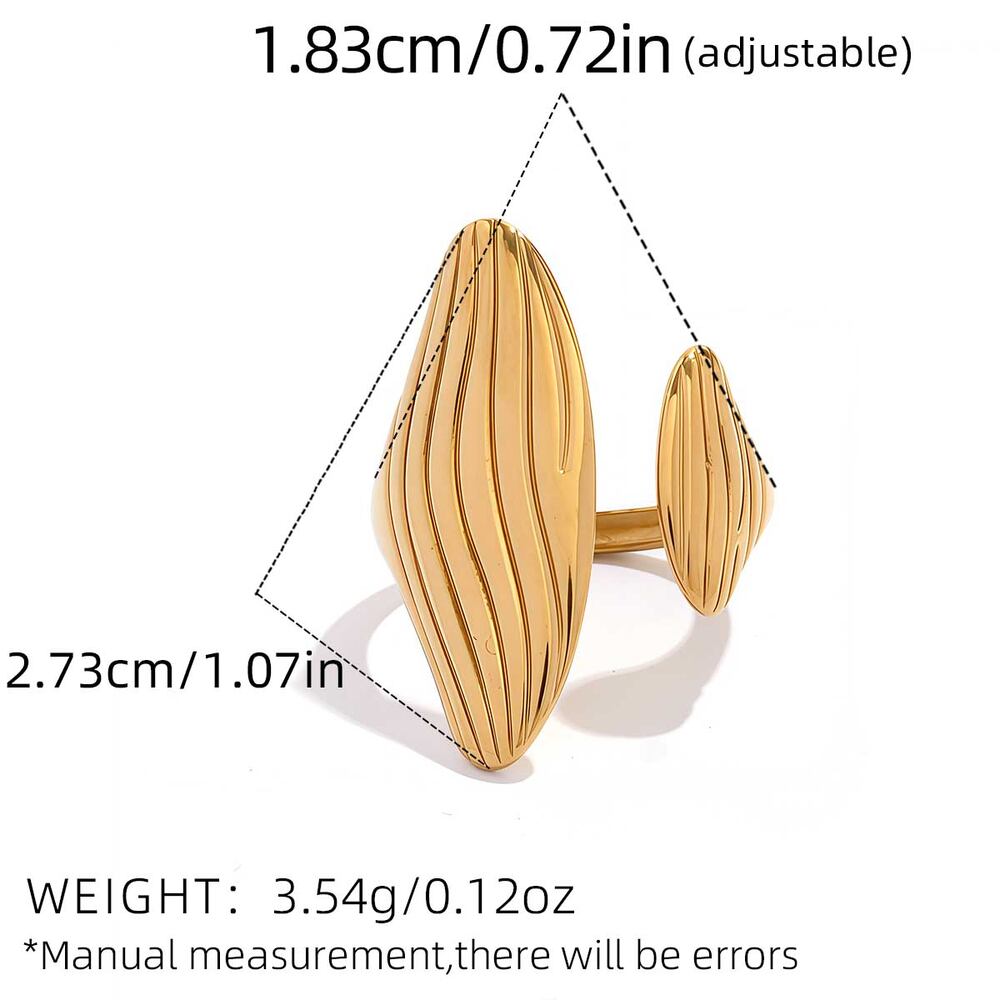 1 Stück gehämmertes, formschönes, wasserdichtes und anlaufgeschütztes Edelstahl-Statement-Ring in Goldfarbe h5Bild2