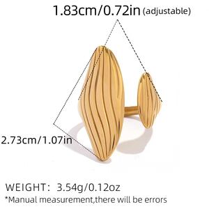 1 Stück gehämmertes, formschönes, wasserdichtes und anlaufgeschütztes Edelstahl-Statement-Ring in Goldfarbe h5 Bild2