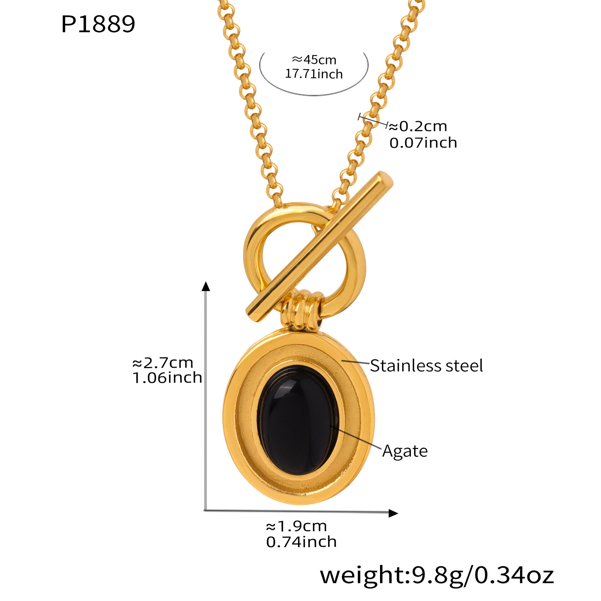 P1889 - Gold Necklace - 45Cm 