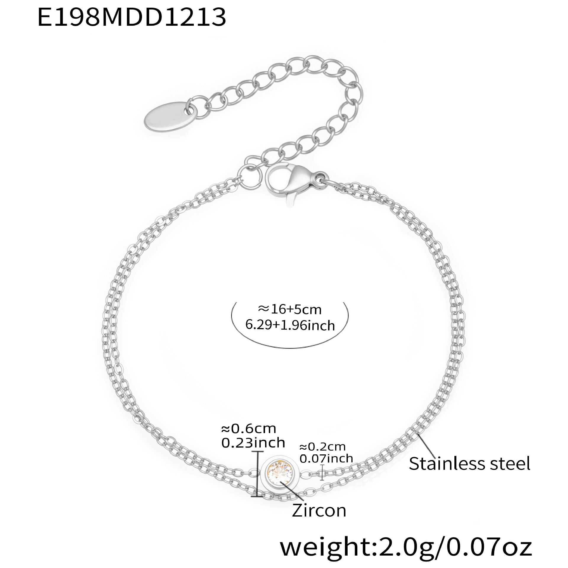E198 - Steel Double-Layer Bracelet 16+5Cm Picture2