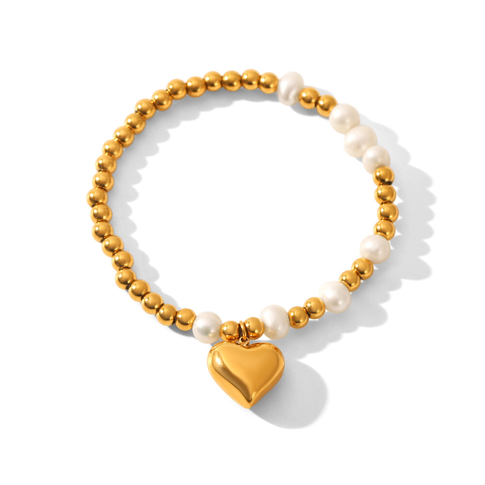 1 Piece Romantic Heart Mixed Gold Color And Silver Colors Stainless Steel Waterproof Women's Bangles