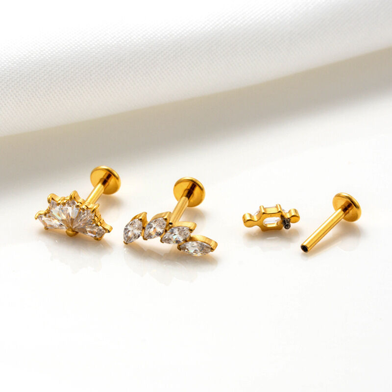 Charming Heart Titanium Alloy Gold Color Zircon Women's Piercing Earrings Picture4