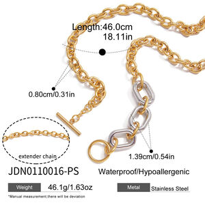 1 stuk vierkante, afgeronde vierkante ketting van roestvrij staal met gemengde goud- en zilverkleuren, waterdicht, voor dames h5 Afbeelding2
