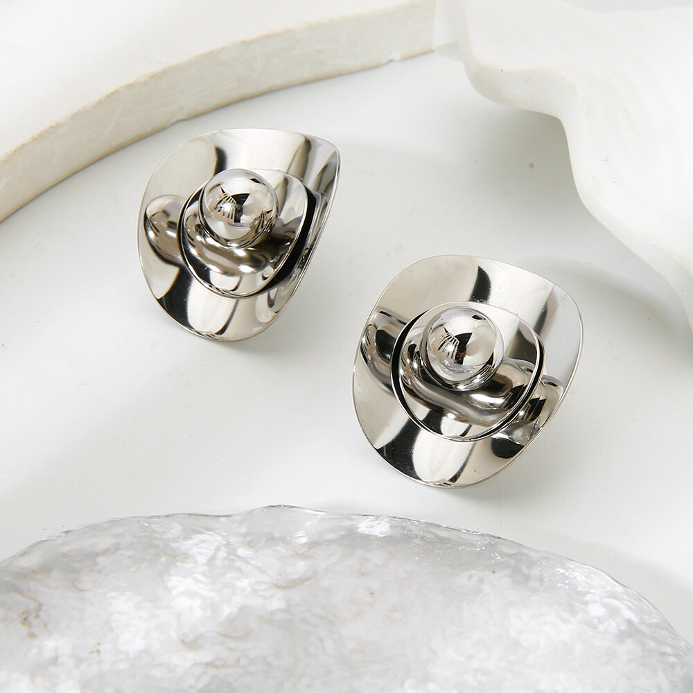 1 Pair Simple Irregular Shape Stainless Steel Waterproof Gold Color Women's Stud Earrings Picture5
