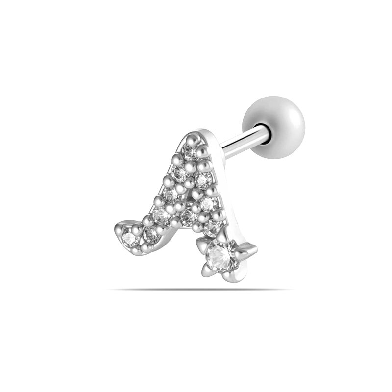 Classic Letter Copper Gold Color Zircon Women's Piercing Earrings