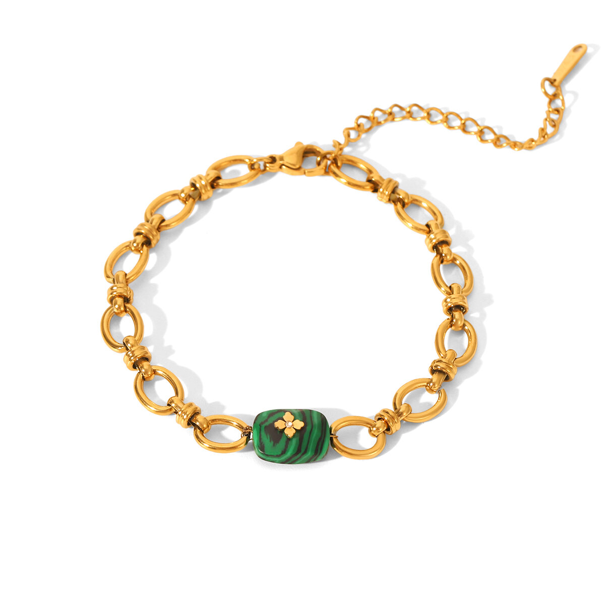 Herzförmiges Armband aus wasserdichtem Edelstahl in Goldfarbe mit Naturstein Zirkonia h5 