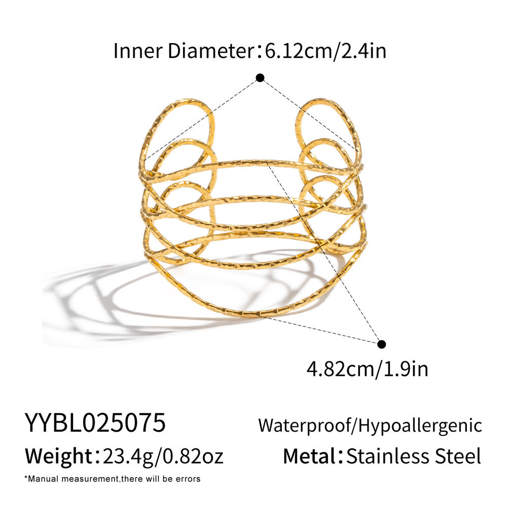 1 Stück Armband aus Edelstahl mit geschwungenen Linien, wasserdicht, goldfarben