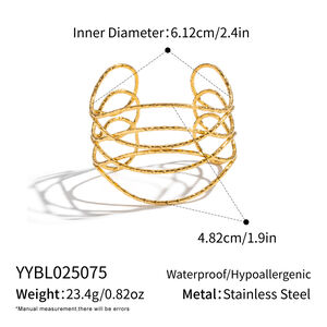 1 Stück Armband aus Edelstahl mit geschwungenen Linien, wasserdicht, goldfarben h5