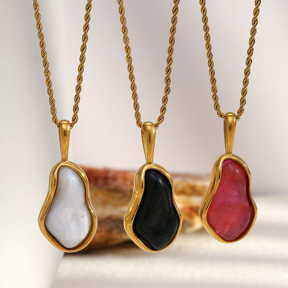 1 Piece Simple Series Daily Lines Stainless Steel Waterproof Women's Pendant Necklaces