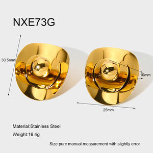 1 Pair Simple Irregular Shape Stainless Steel Waterproof Gold Color Women's Stud Earrings h5