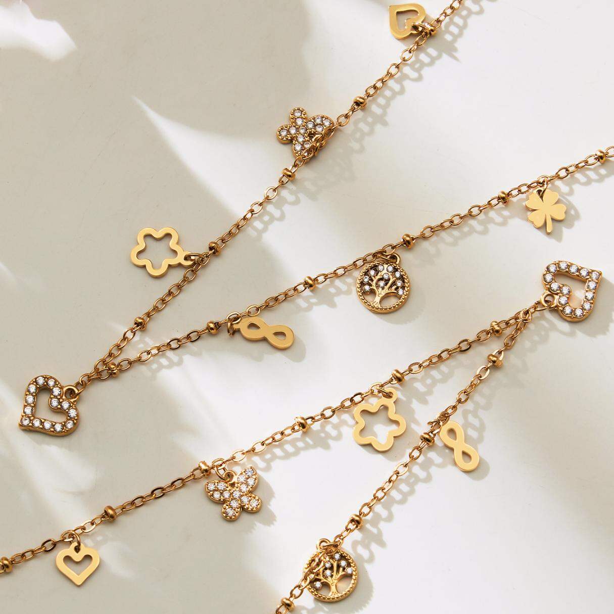 1 Piece Exquisite Heart Stainless Steel Waterproof Gold Color Zircon Women's Pendant Necklaces h5 Picture4