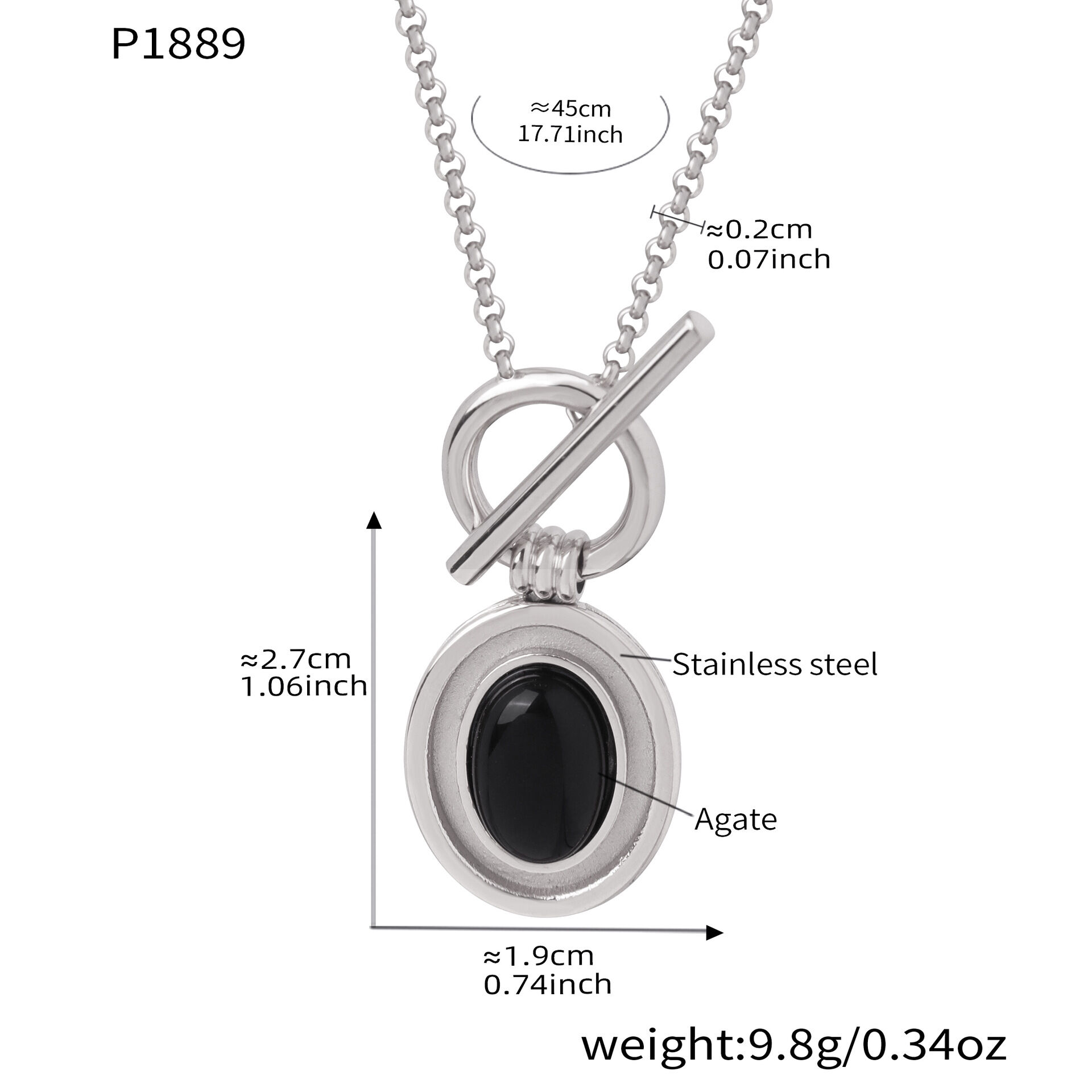 P1889 - Steel Necklace - 45Cm Picture2