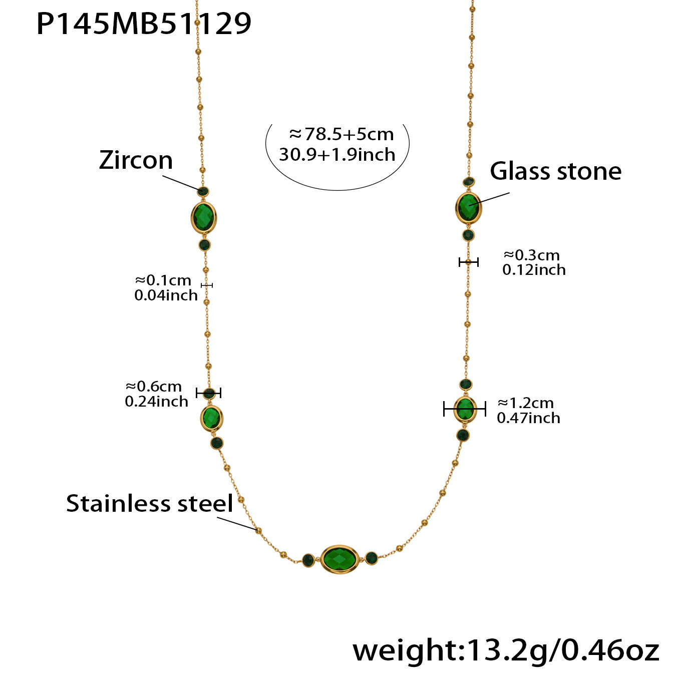 P145 - Green Long Necklace 92+5Cm Picture25