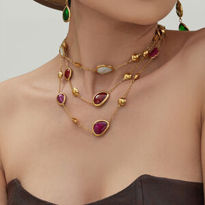1 Piece Classic Irregular Shape Stainless Steel Waterproof Gold Color Acrylic Women's Pendant Necklaces h5 Picture4
