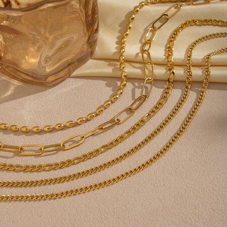 1 Piece Chain Stainless Steel Waterproof Gold Color Chain Necklace 2