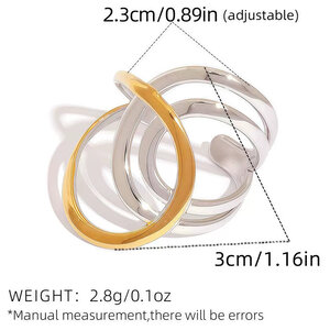1 Stück Alltags-Statement-Ring aus unregelmäßig geformtem, wasserfestem und anlaufgeschütztem Edelstahl in Goldfarbe h5