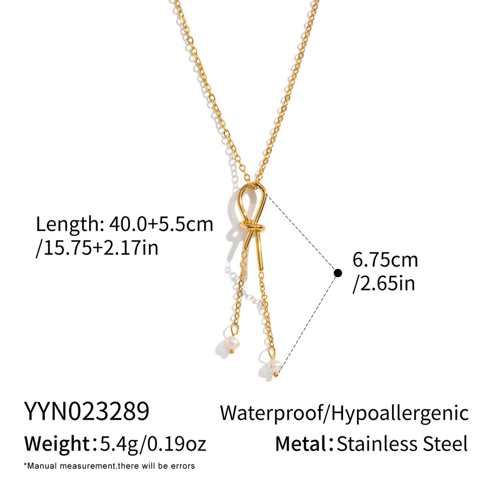 1 Piece Tassel Chain Stainless Steel Waterproof Gold Color Pearl Pendant Necklace