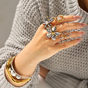 Flower Mixed Color Stainless Steel Waterproof Pearl Bracelet Set h5 Picture3
