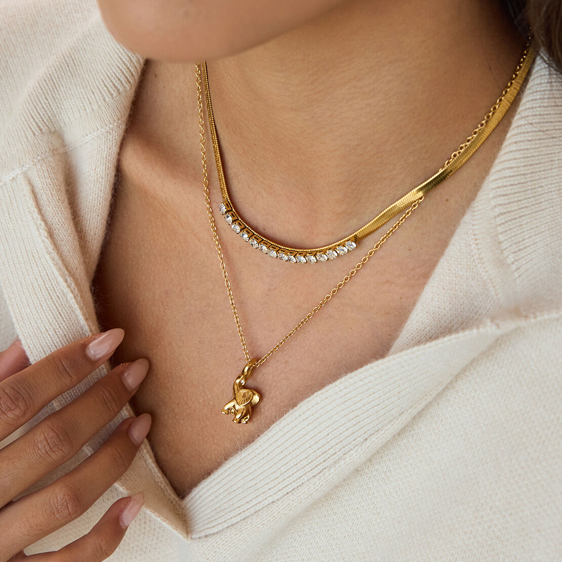 1 Piece Designable Elephant Stainless Steel Waterproof Gold Color Women's Pendant Necklaces