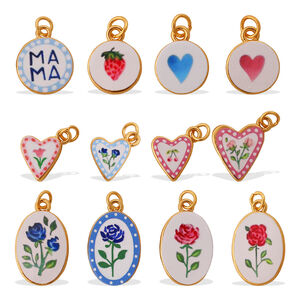 1 Piece Enamel Sweet Heart Strawberry Stainless Steel Waterproof Gold Color DIY Pendant h5 Picture4