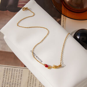 1 Piece Romantic Hand&Rose Stainless Steel Waterproof Gold Color Women's Pendant Necklaces h5 Picture4