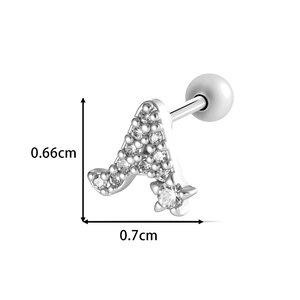 Classic Letter Copper Gold Color Zircon Women's Piercing Earrings h5 Picture2