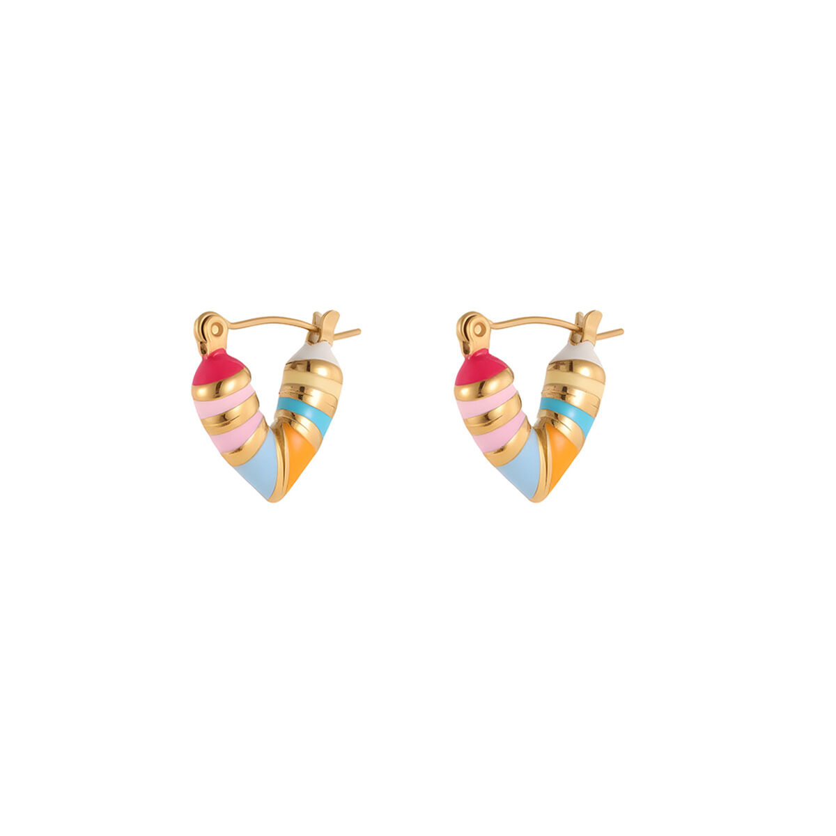 Sweet Heart Mixed Color Stainless Steel Waterproof Anti - Tarnish Gold Color Women's Hoop Earrings h5 Picture5