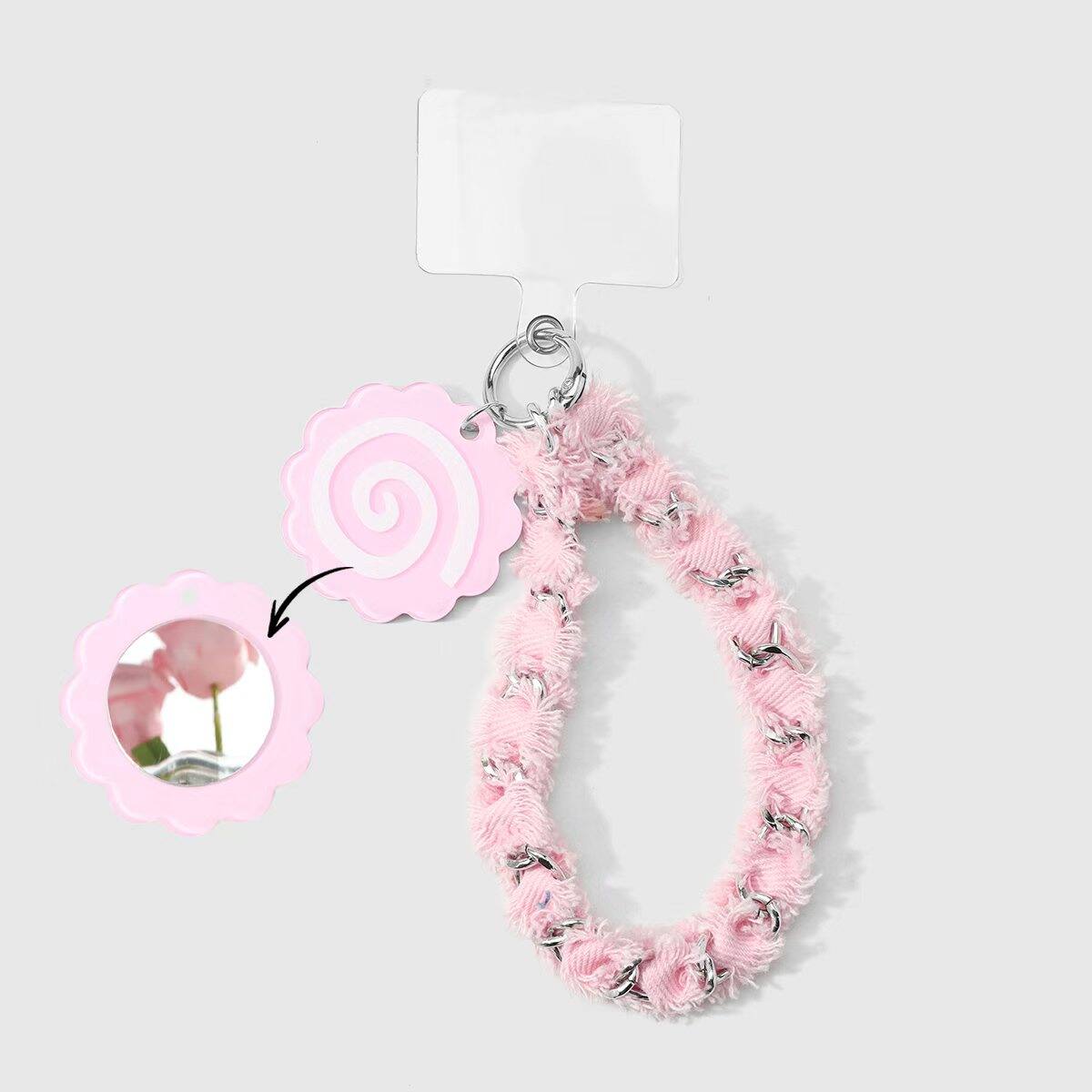 Pink Flower Heart Star Chain Acrylic Mirror Women's Phone Chain h5 Picture8