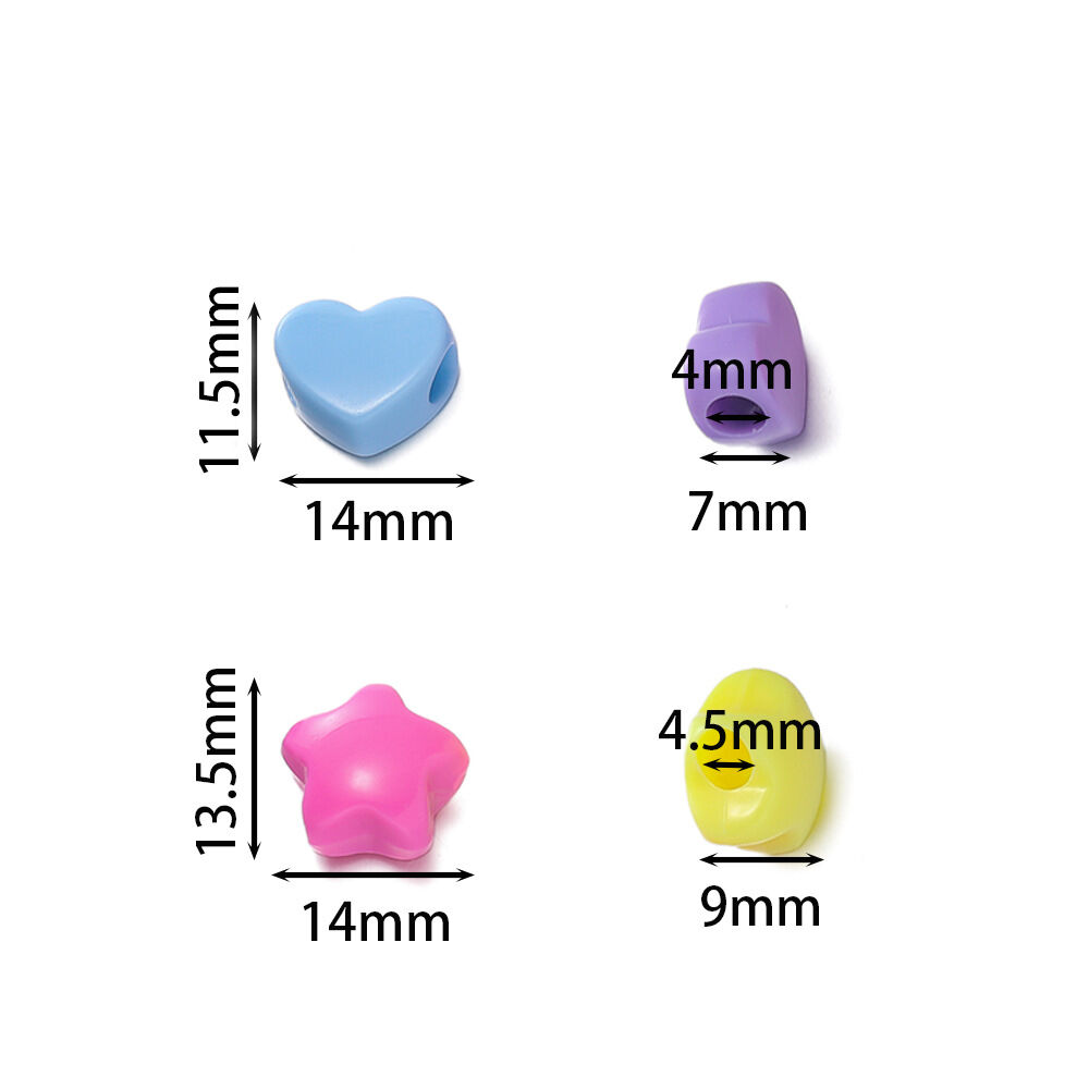 Cuentas acrílicas para hacer joyas con forma de corazón y estrella, sencillas de hacer tú mismo h5Imagen5