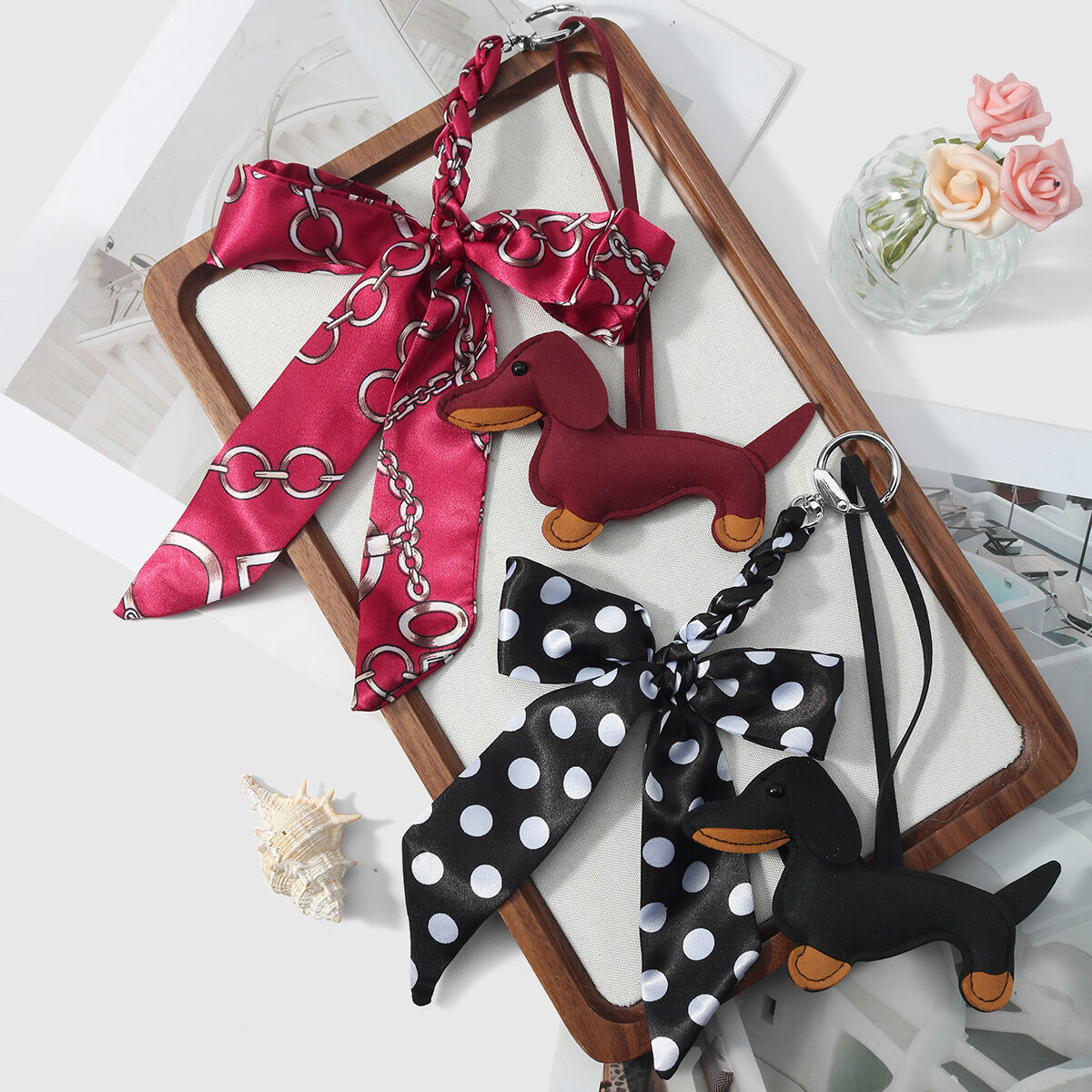 1 Piece Dachshund Bow Knot Twist Polyester Women's Bag Charms 2