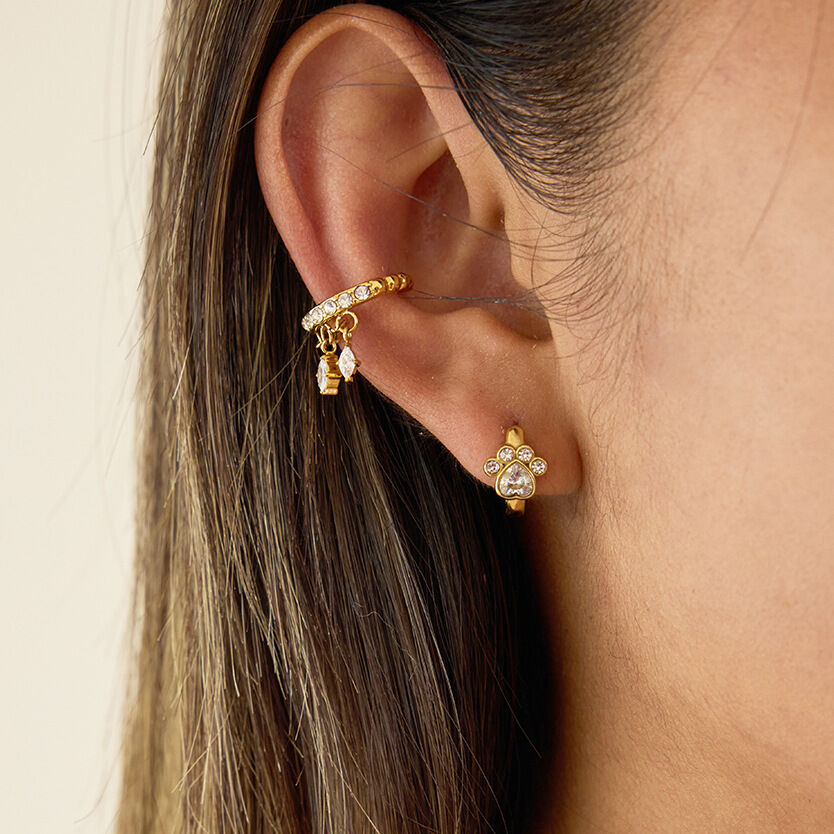 1 Pair Whimsical Claw Zircon Stainless Steel Waterproof Gold Color Women's Hoop Earrings Picture3