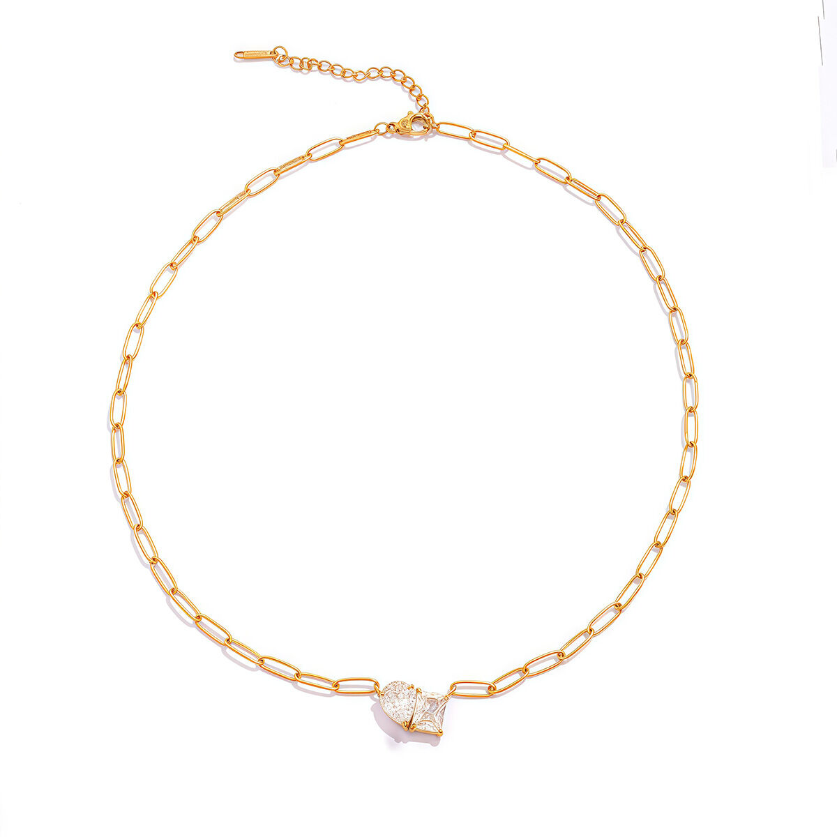 Simple Daily Irregular Shape Stainless Steel Waterproof   Gold Color Women's Necklaces Sets h5 